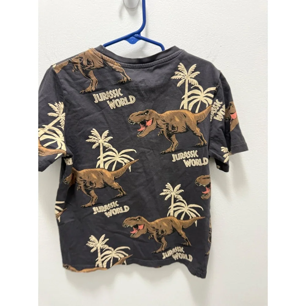 HM Jurassic World Kids T-Rex Dinosaur T-Shirt and Shorts Set Gray Size 7-8Y
